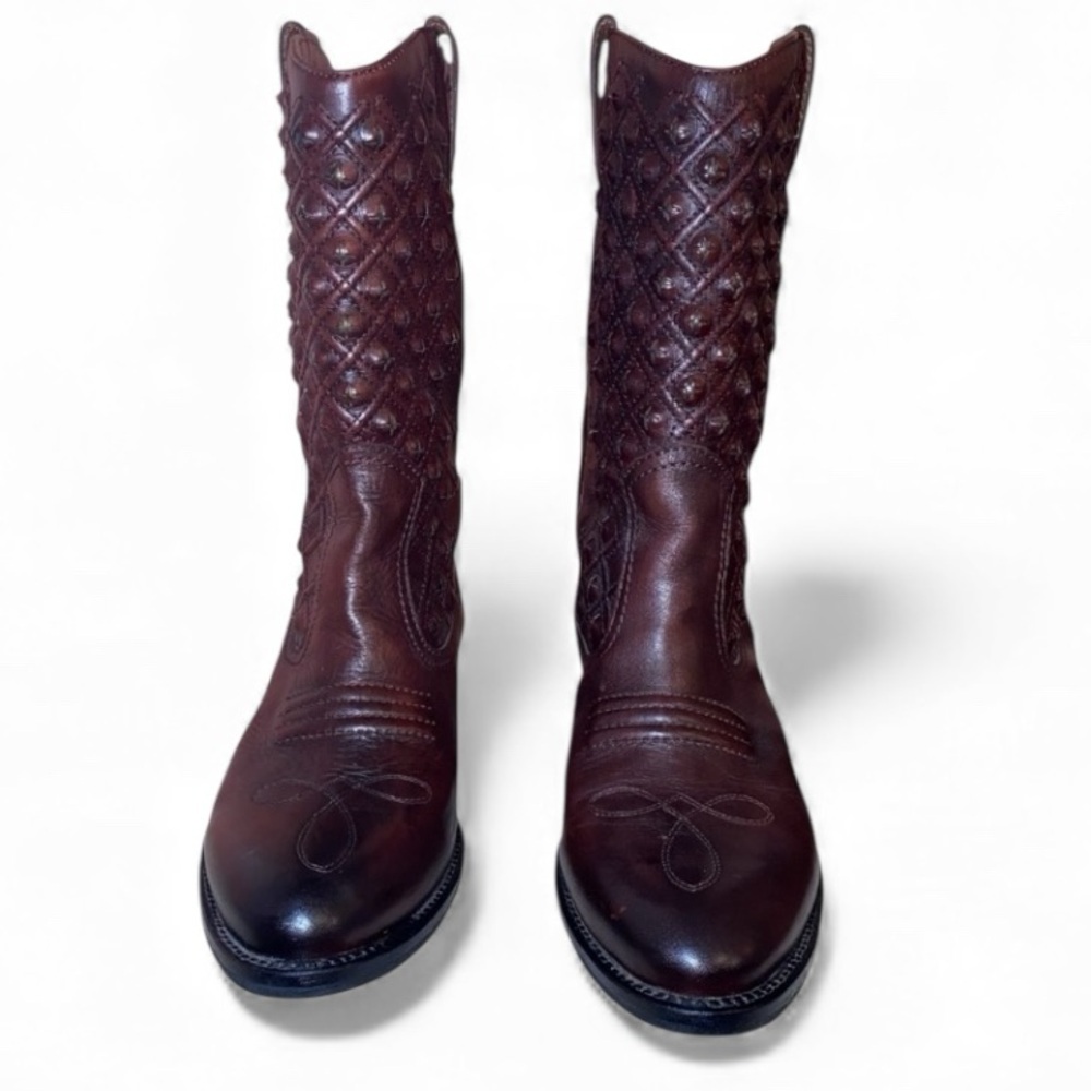 LUCKY BRAND ”Madonna” Western Boots Gen Leather Cowboy Boots Brown/Red Size 9M - Picture 5 of 9